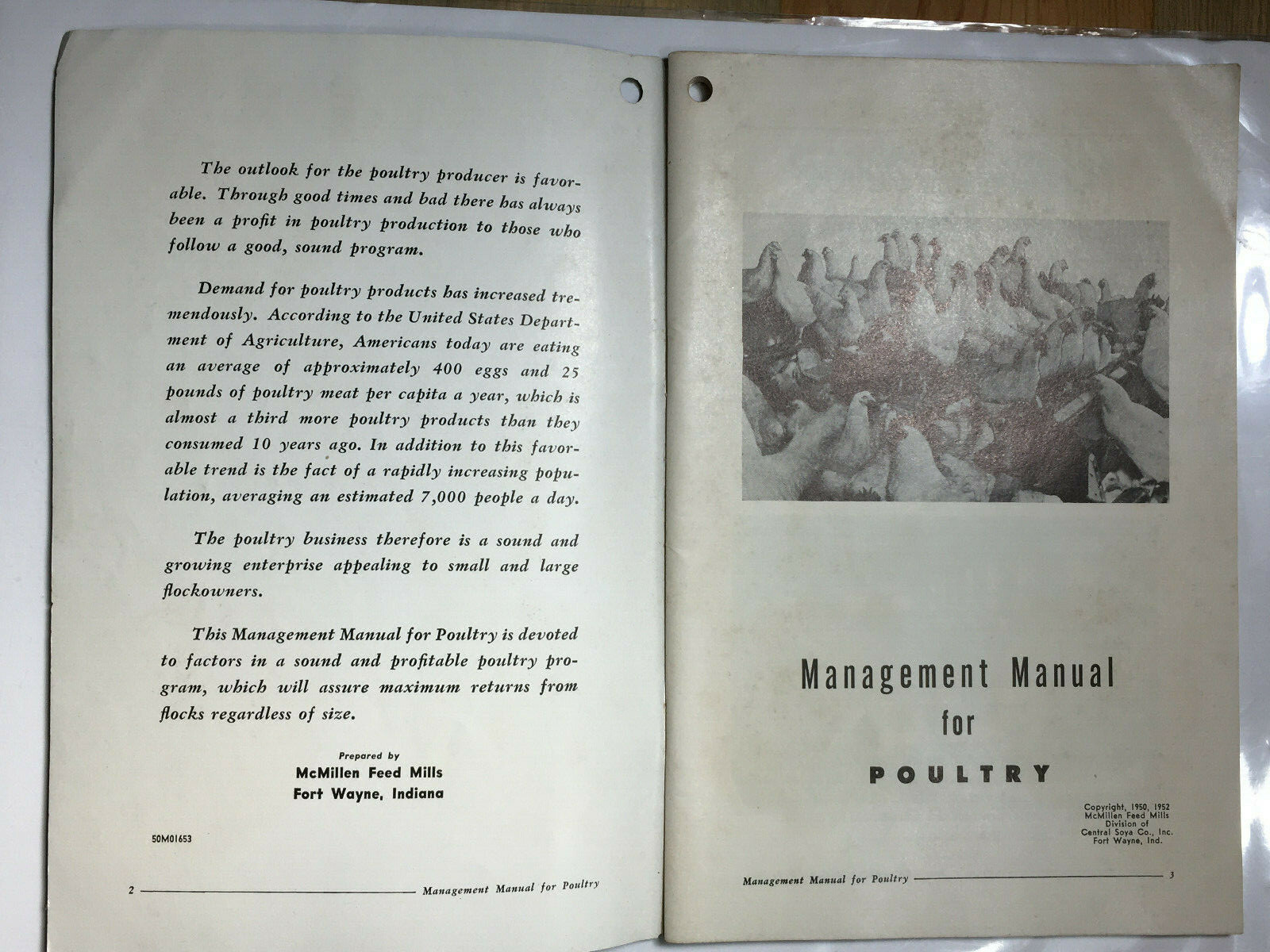 1952 McMillen Feed Mills Management Manual for Poultry Master Mix Feeds PA OH