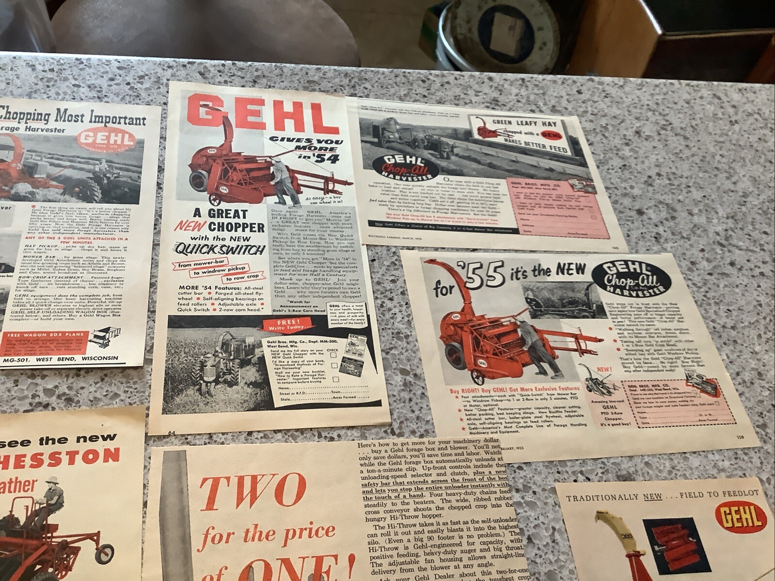 Lot of 12 Gehl Farming Agricultural Advertisement Tractor Farm Print Ads 1950-70
