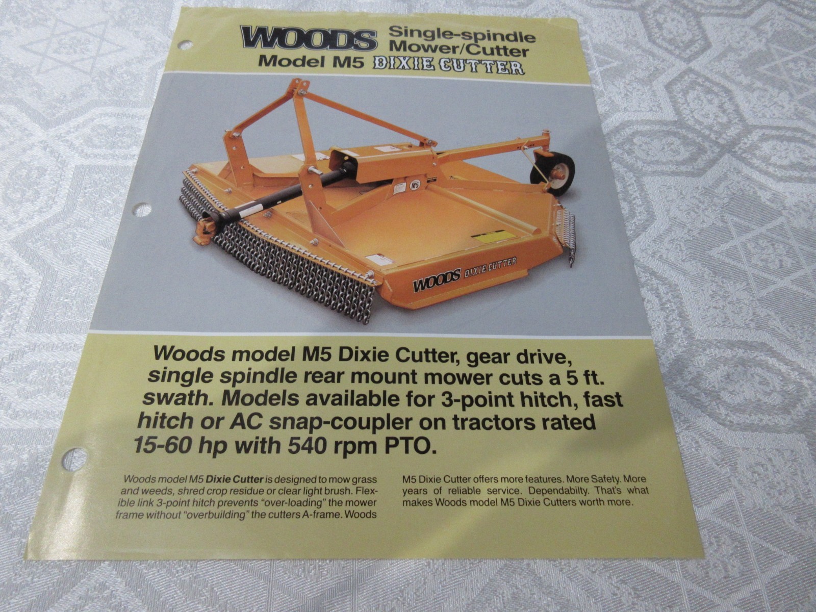 Woods M5 Dixie Cutter Sales Brochure 2 Page