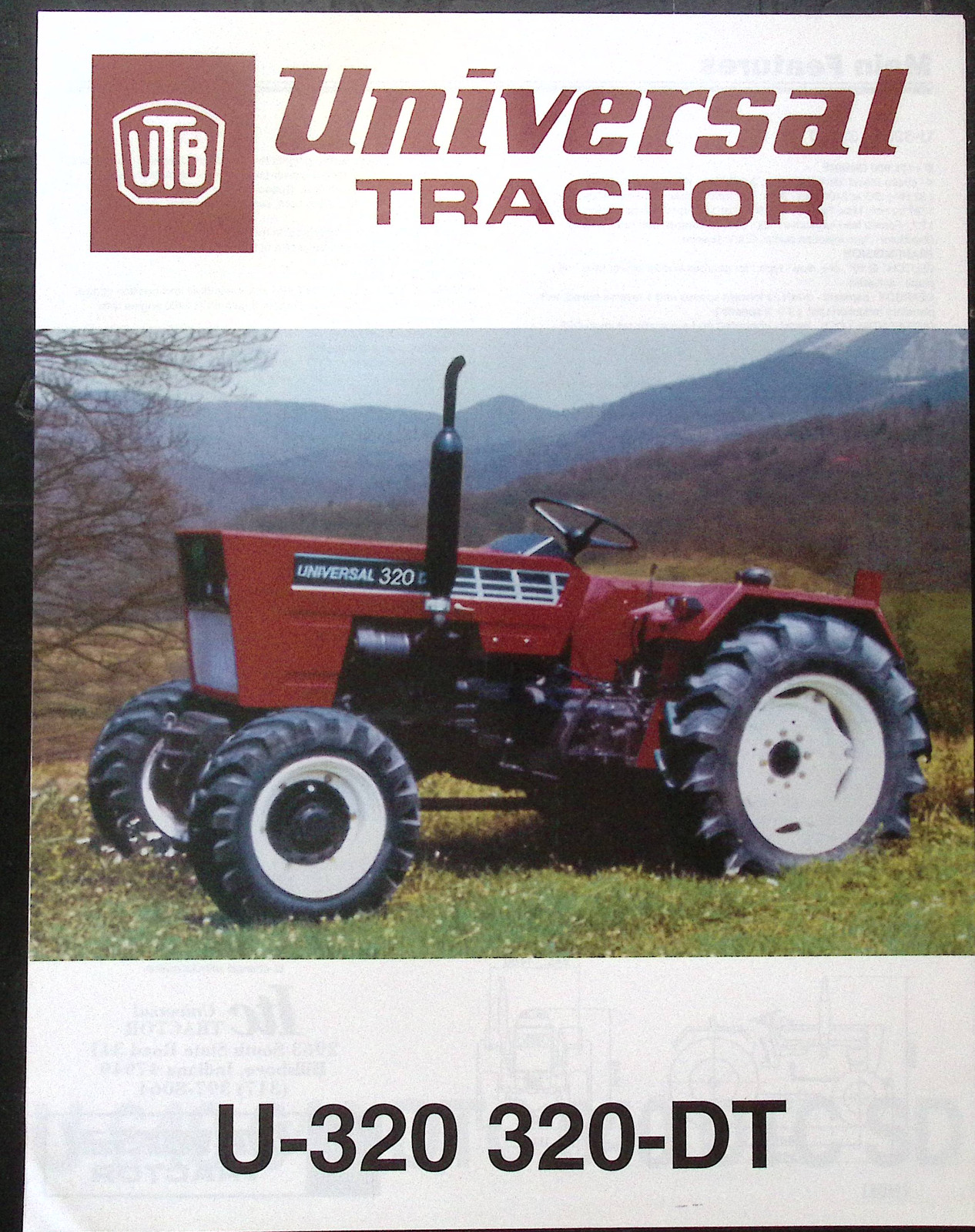 Universal Tractor U-320, 320-DT spec sheet brochure