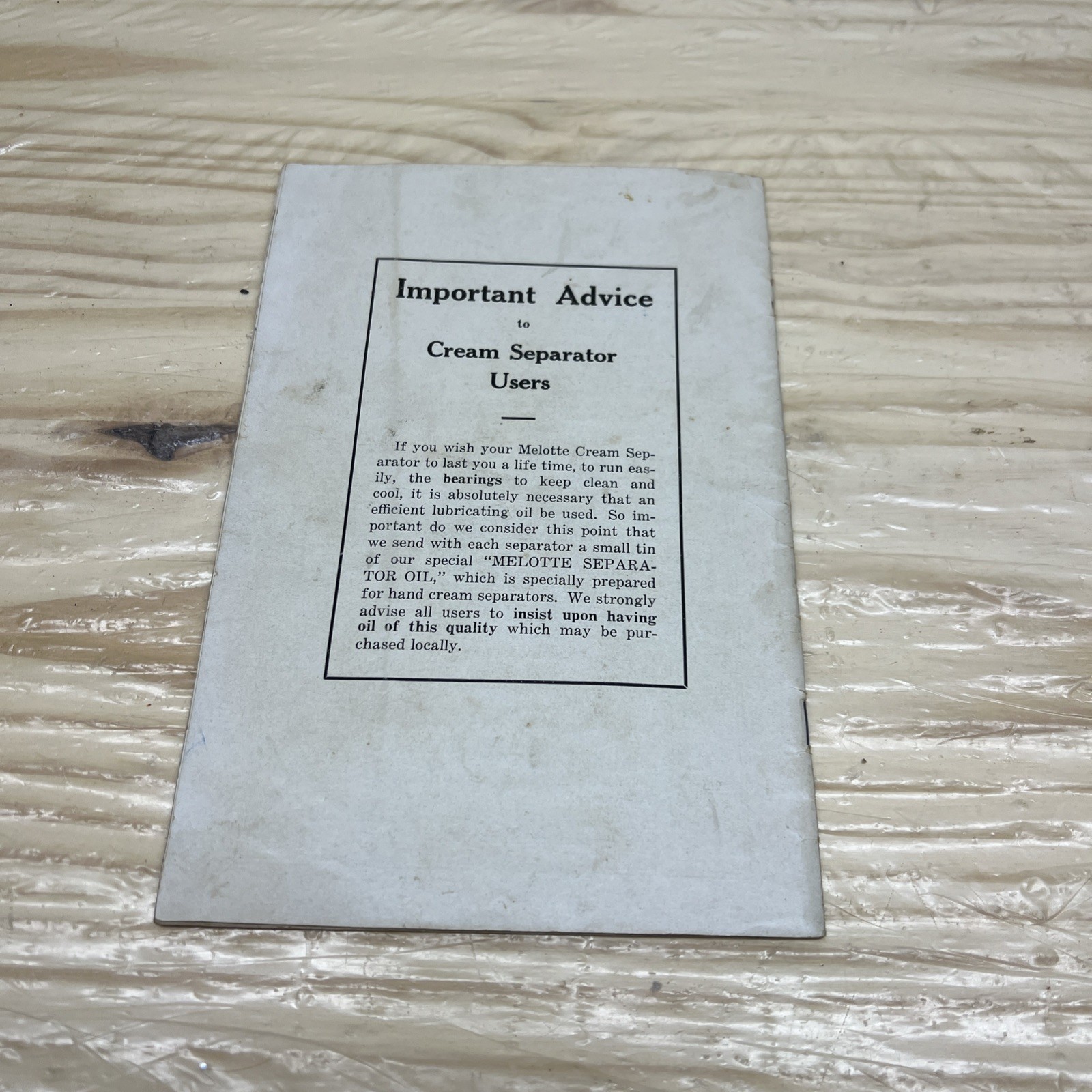 Melotte Cream Separator Working Instructions Parts Low Tank Models 66 77 111
