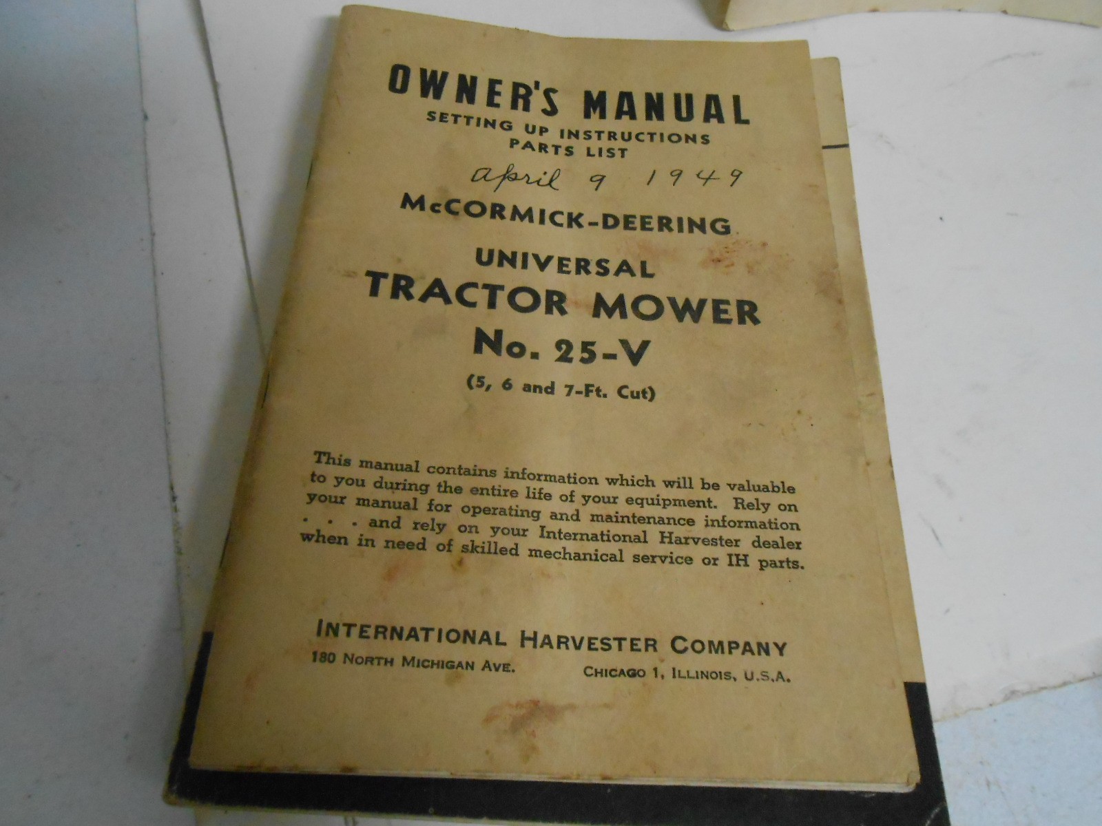 IH McCormick-Deering Corn Cotton Cultivator Mower Tractor planter Owners Manual