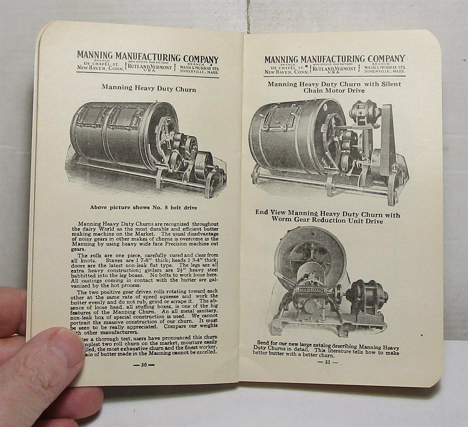1920s catalog of Manning Manufacturing dairy equipment (Rutland, Vermont)