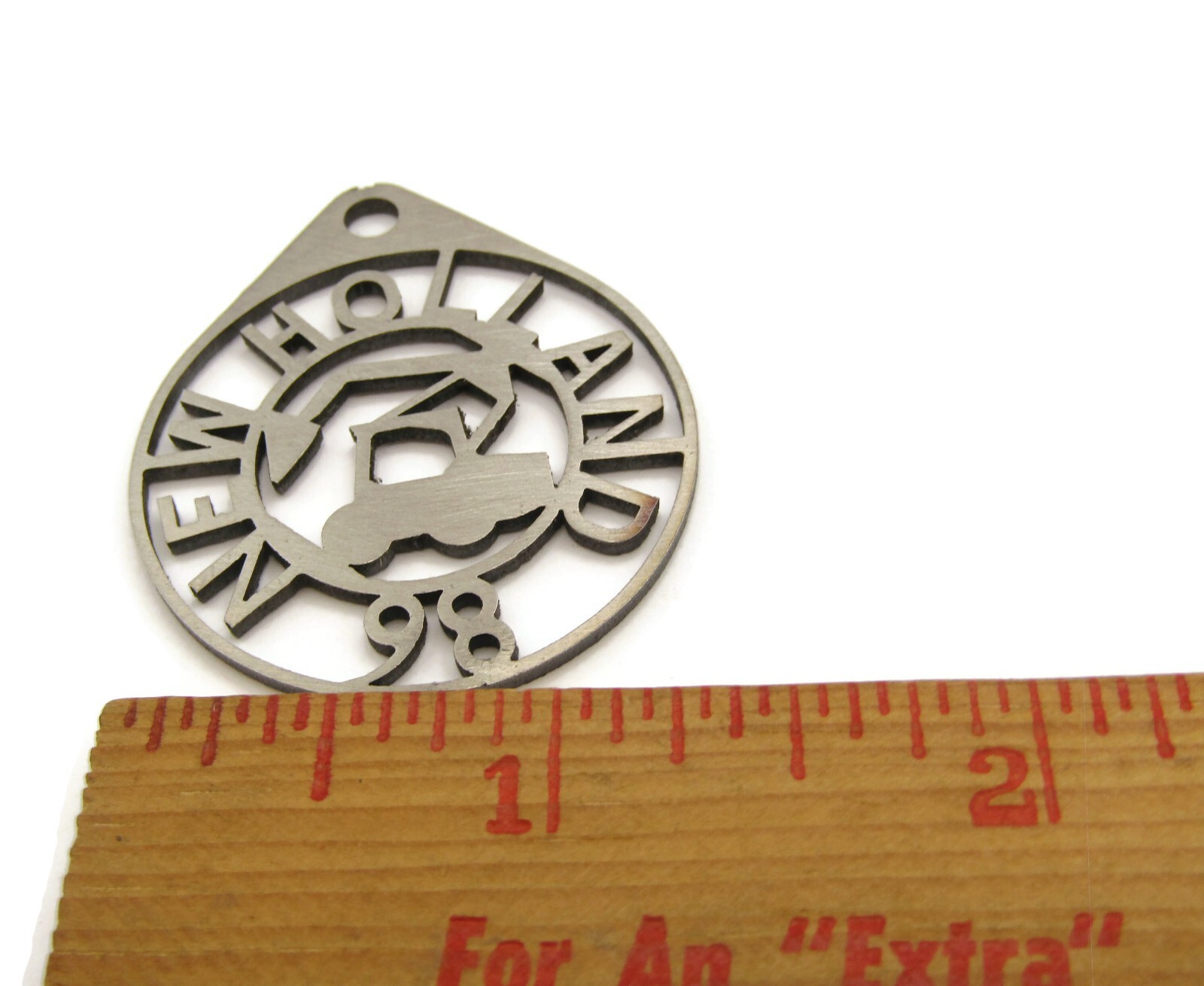 1998 New Holland Excavator Metal Keychain Fob Charm Vintage Agriculture Promo