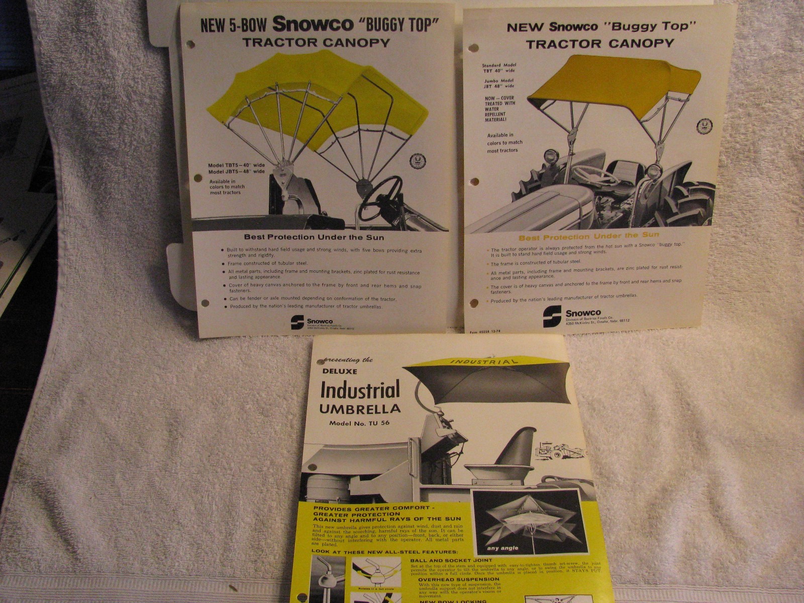 Three 1978-79 SnowCo BuggyTop/Umbrella/Canopy Brochures Deluxe Industrial