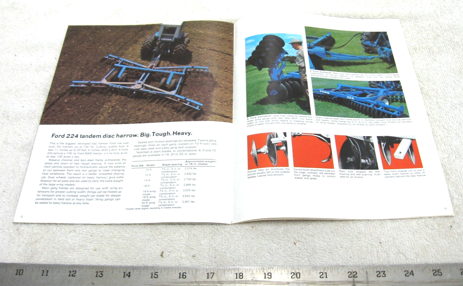 VINTAGE 1969 FORD TRACTOR DISK HARROWS TILLAGE BROCHURE 201 202 220 222 224 +++