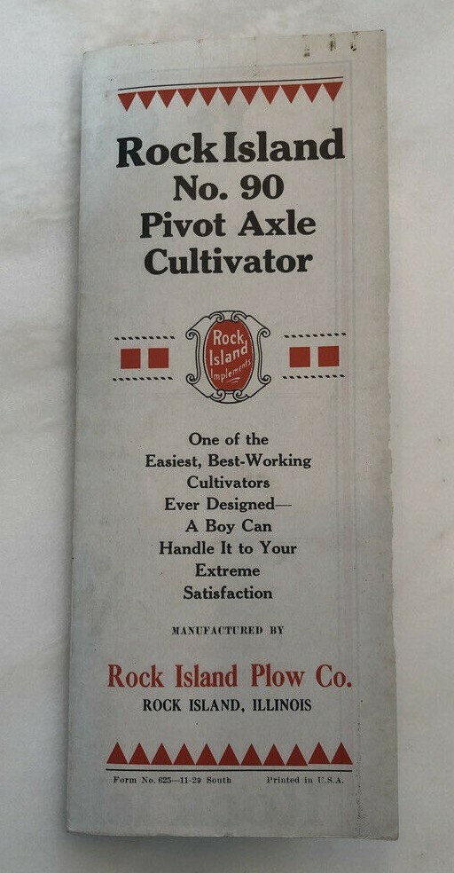 1929 ROCK ISLAND PLOWS No 90 Cultivator FARM ADVERTISING Antique Brochure Poster