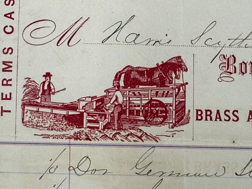 1866 FARM Machinery HARDWARE Seeds TROY NY Advertising Billhead Nutting Hull Inv