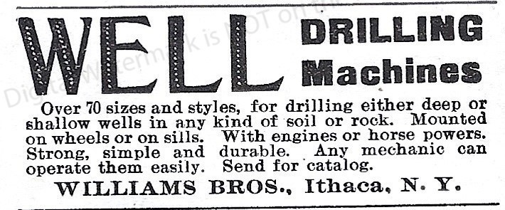 1911 Well Drilling Machines Print Ad * Williams Bros Ithaca New York