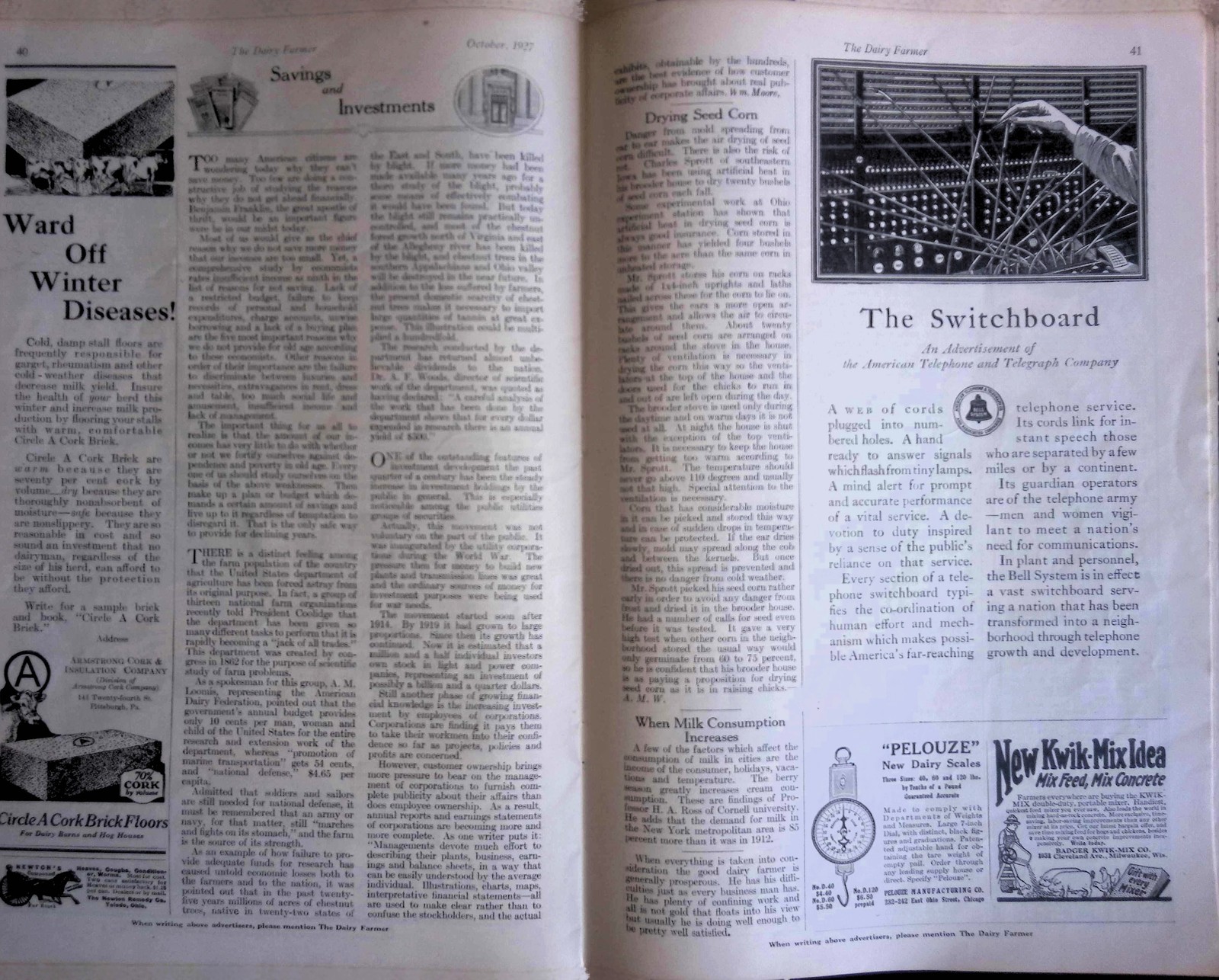 The Dairy Farmer Magazine Oct 1927 Des Moines Iowa Purina IH Bell System