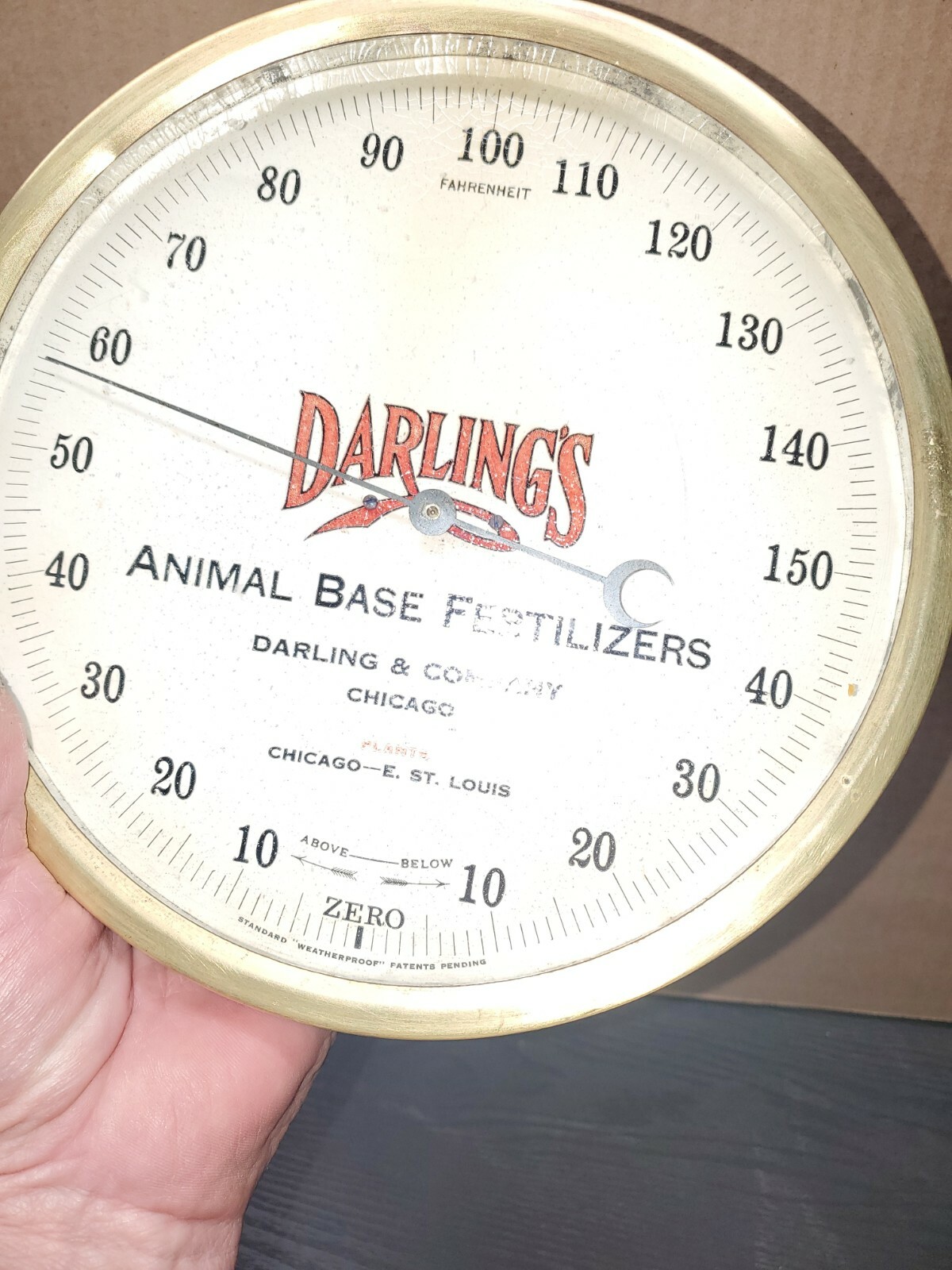 Vintage Darling’s Animal Base Fertilizer Round Thermometer Chicago St. Louis