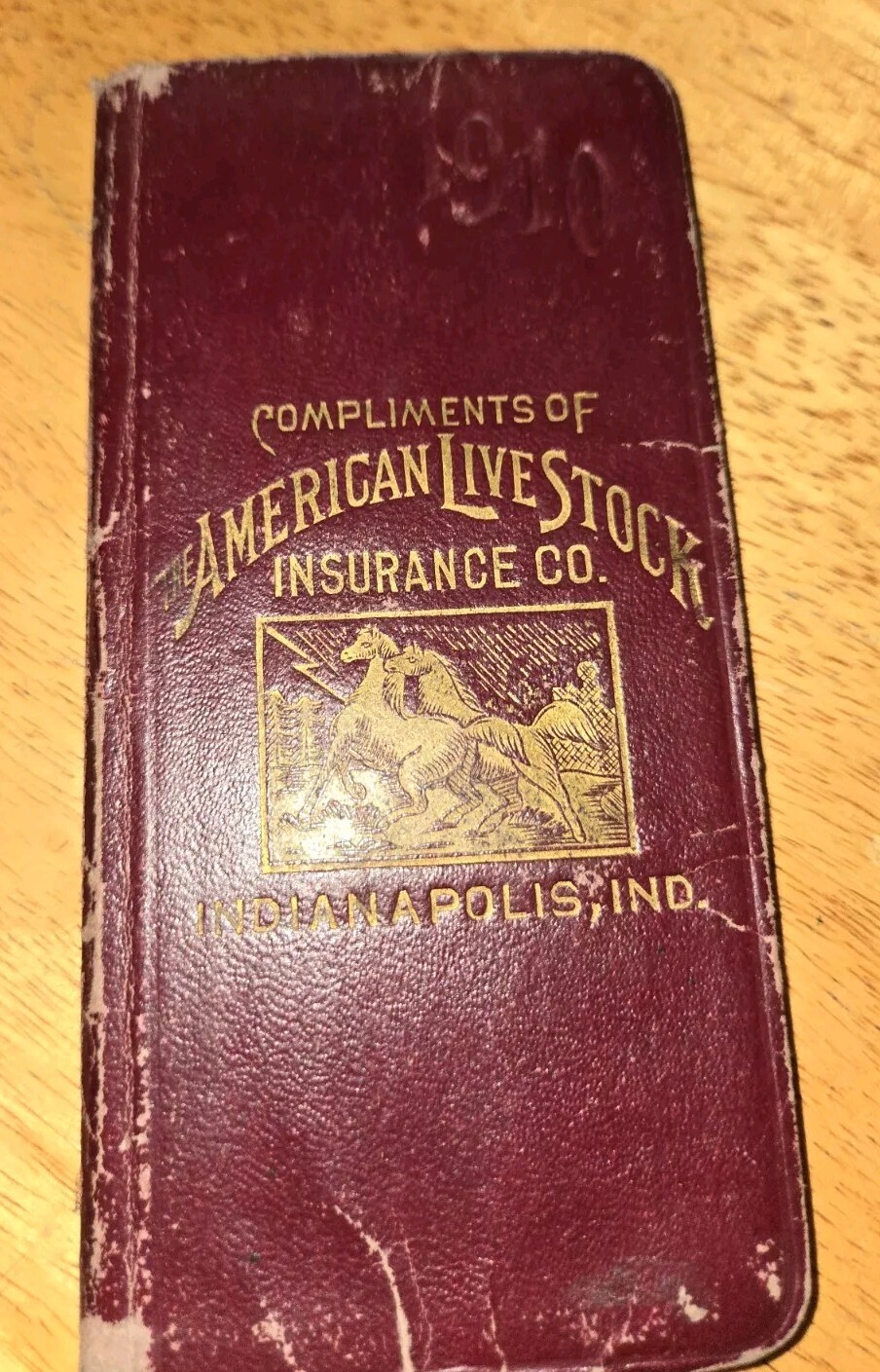 1910 / 1911 farmers ledger American Livestock Insurance Company Indianapolis In