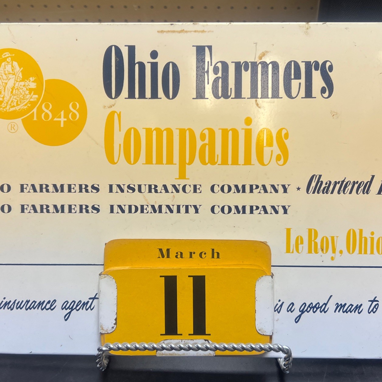 Vintage Ohio Farmers Insurance Company Perpetual Calendar-10” X 14”-FREE SHIP!!