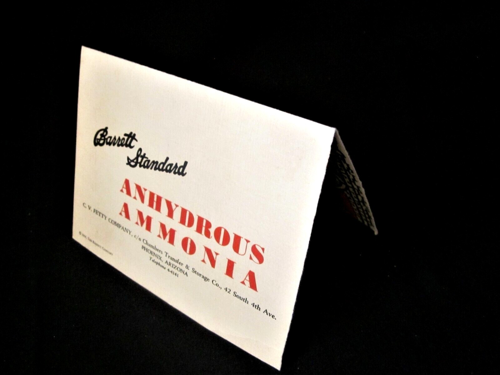Barrett Standard Anhydrous Ammonia Advertisement – 1934 – Phoenix, Arizona