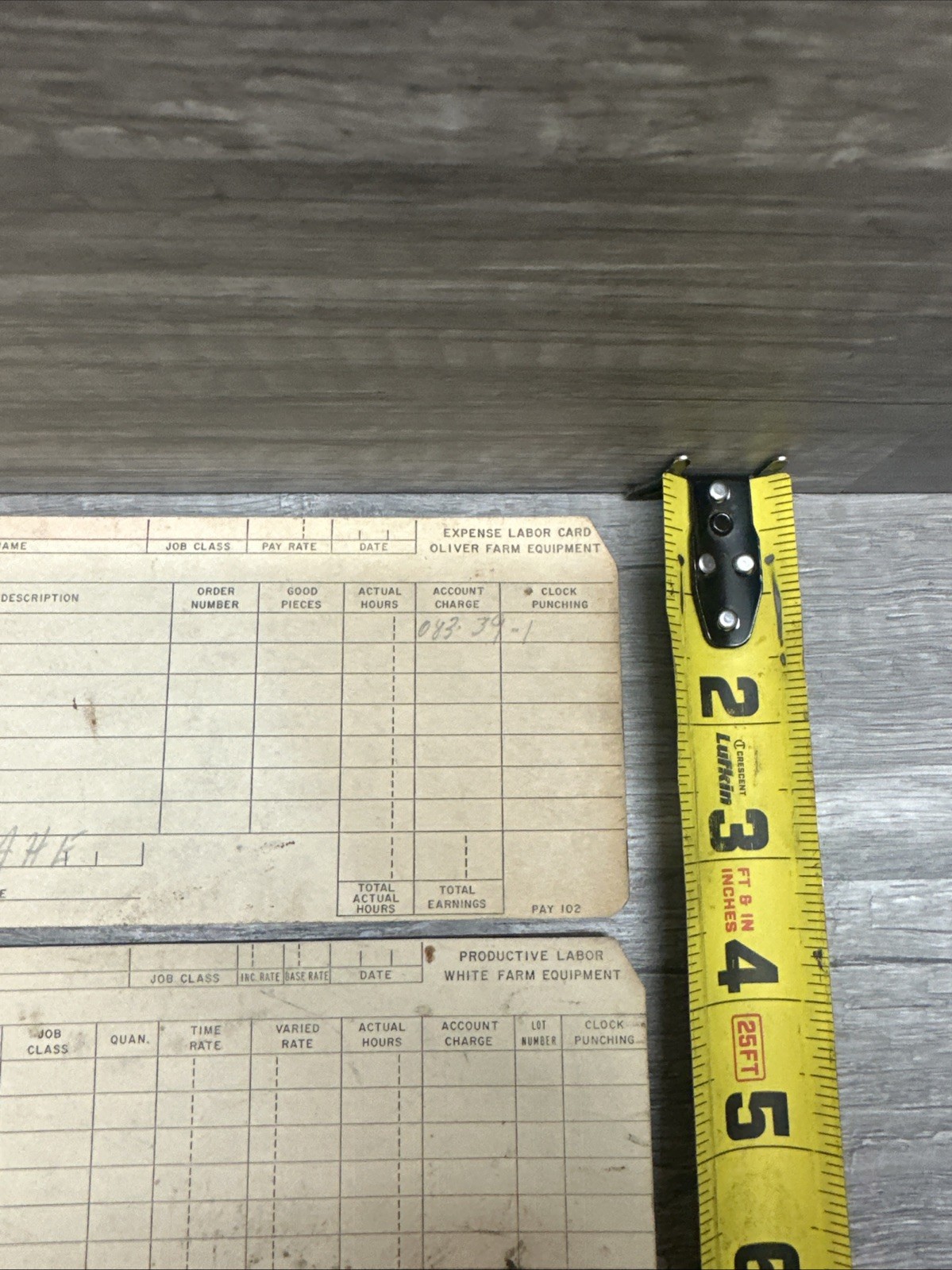 White Farm Equipment Co. & OLIVER Charles City, Iowa Employee Time Card