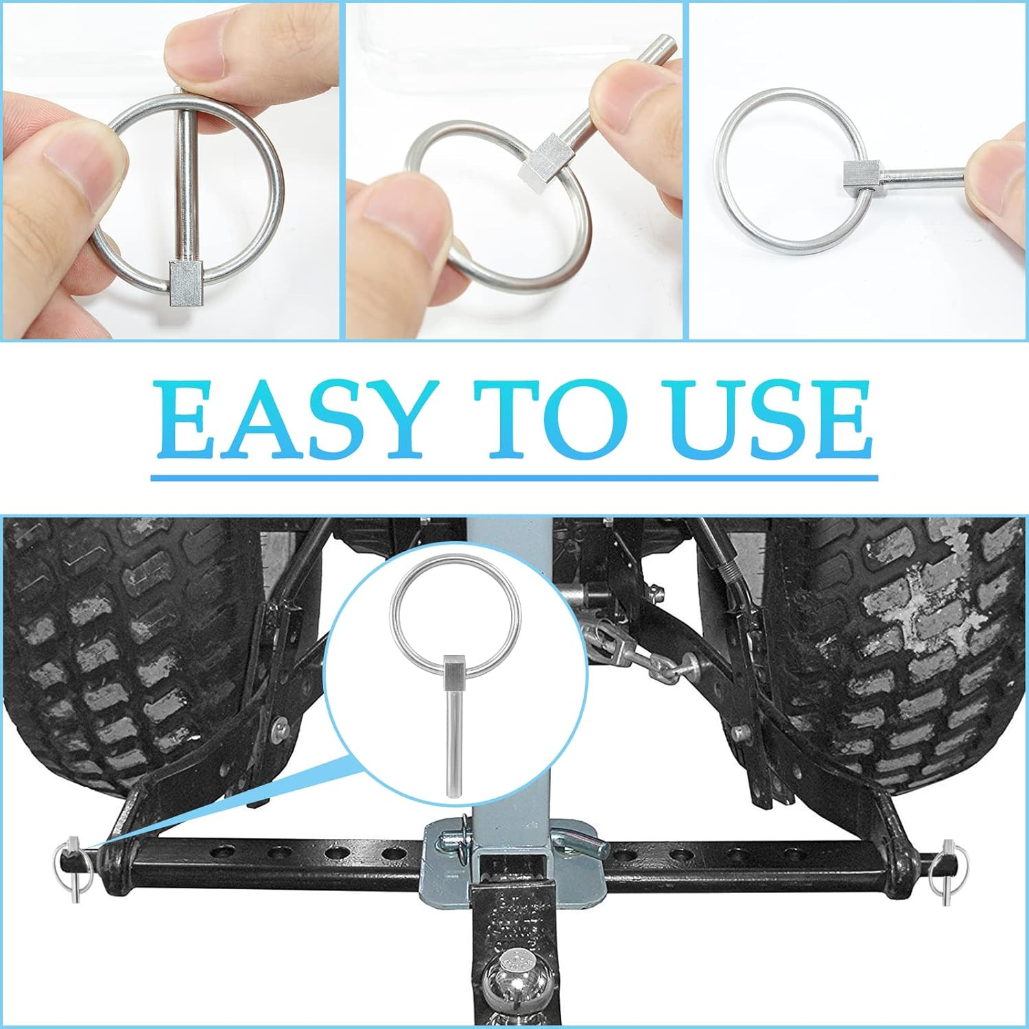 2 Pcs Heavy Duty Lynch Pin, Stainless Steel 3/16&Prime; X 1-1/4&Prime; Linch Pin with Ring f