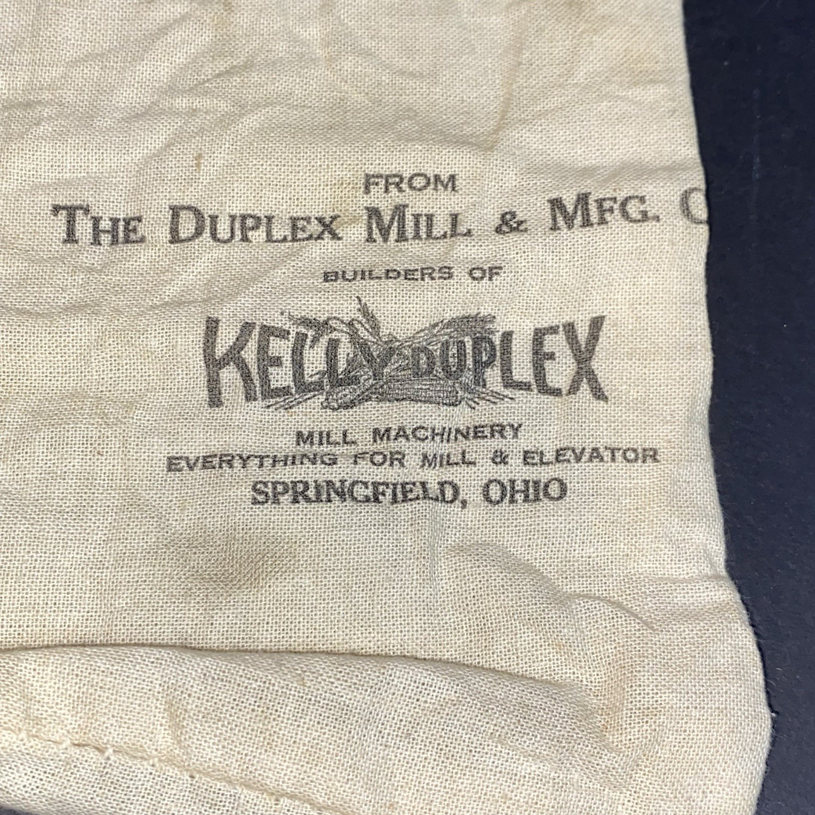 VTG Kelly Duplex The Duplex Mill & Mfg. Co. Cloth Sack 8 X 4.5 Inch Drawstring