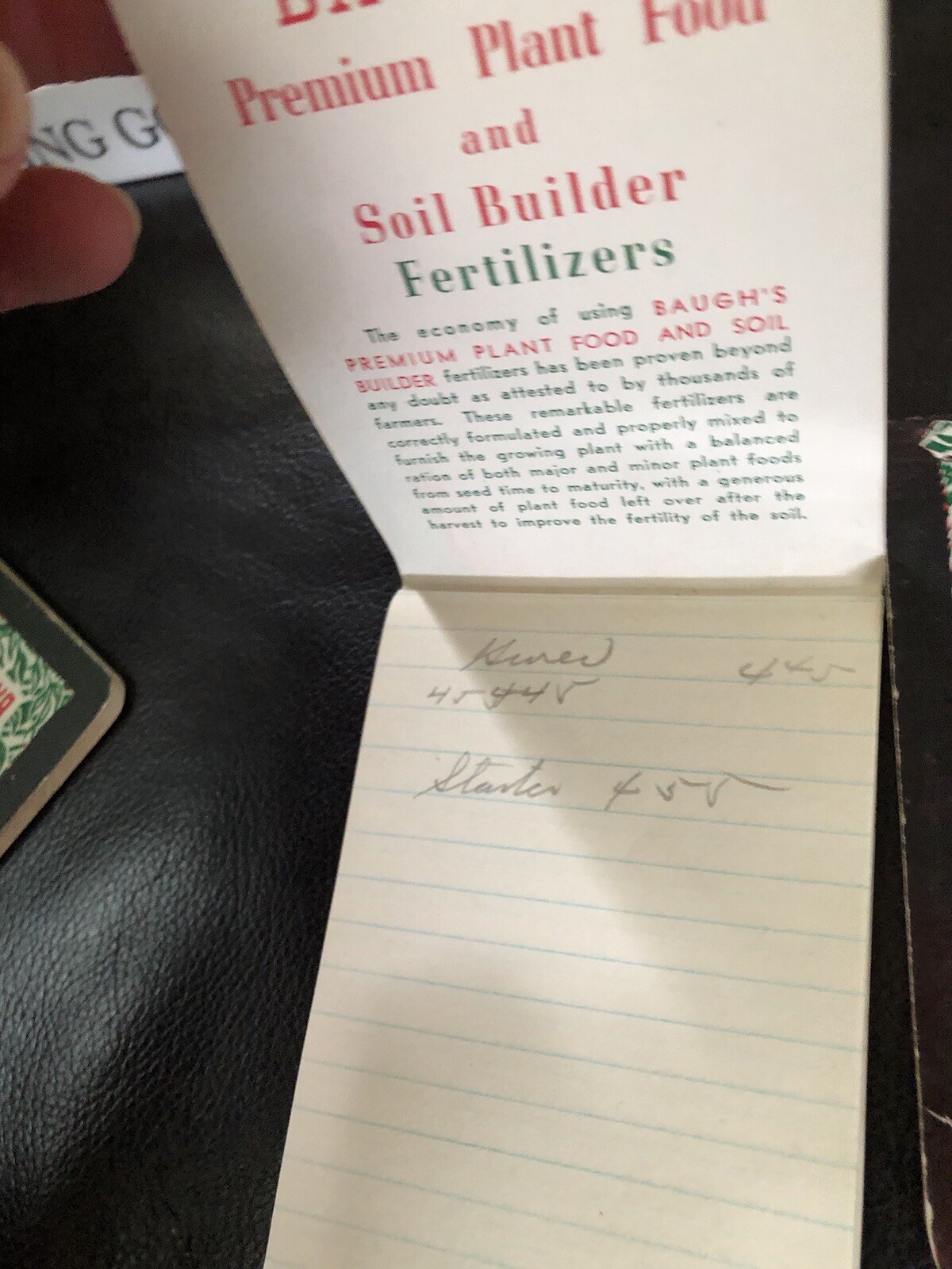 Lot of 3 Baugh&rsquo;s Premium Plant Food Pocket Note Pad Advertising Old Store Stock