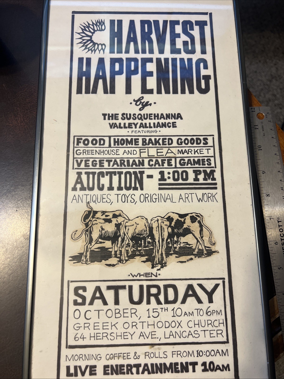 1988 Susquehanna Valley Harvest Happening Auction Festival Poster Proof Framed