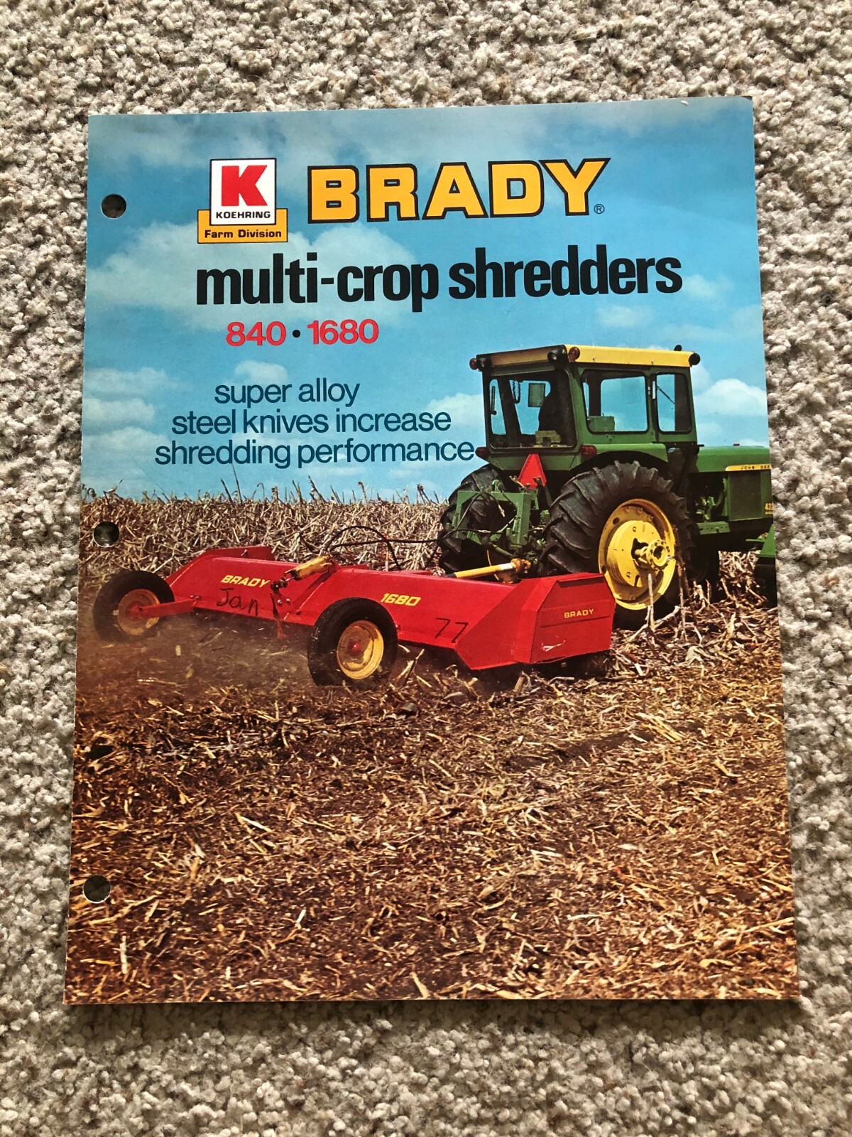 1972 Brady farm equipment, multi-crop shredders sales literature.