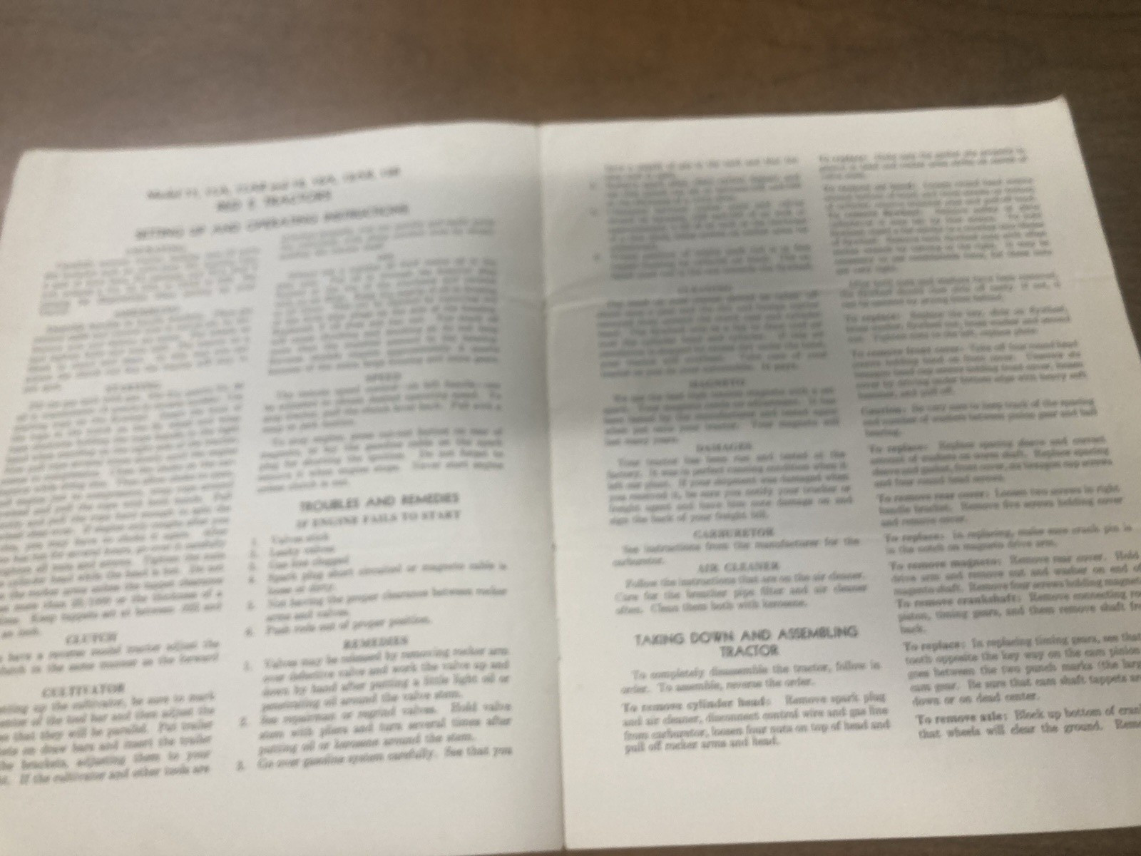 Vintage 1947 Red-E Garden Tractor Instruction Book Parts List Farm Brochure