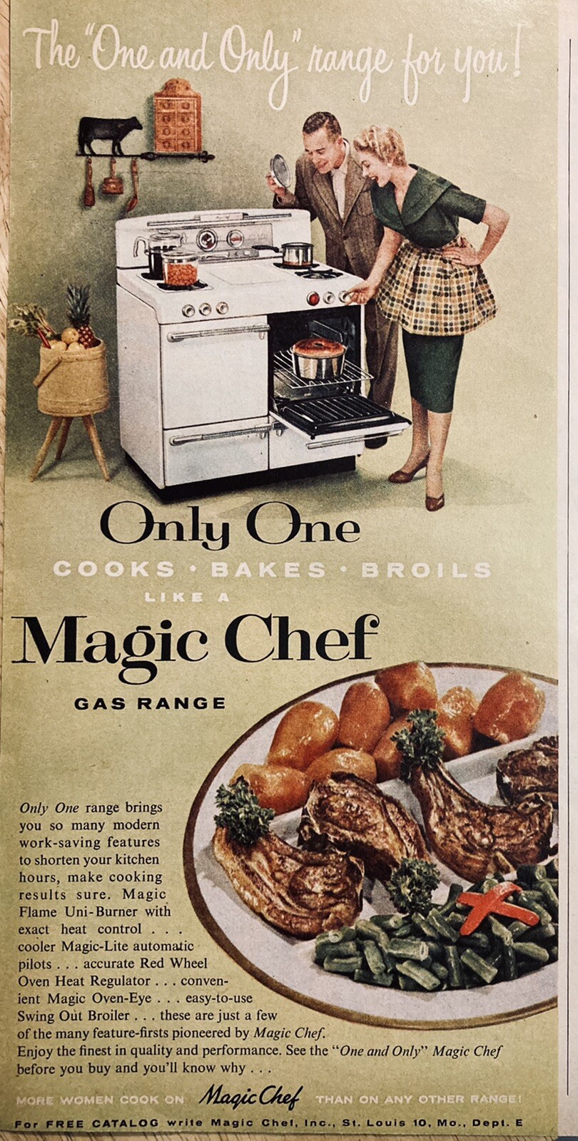 1955 AD(XH57)~MAGIC CHEF, INC. ST. LOUIS, MO. MAGIC CHEF GAS RANGE