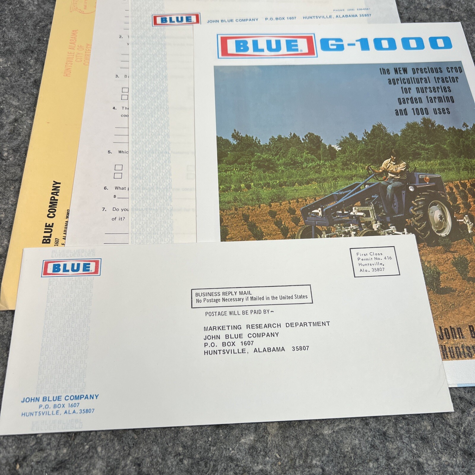 1975-76 John Blue Company G1000 Tractor Sales Brochure – EUC w/ Envelope, Letter