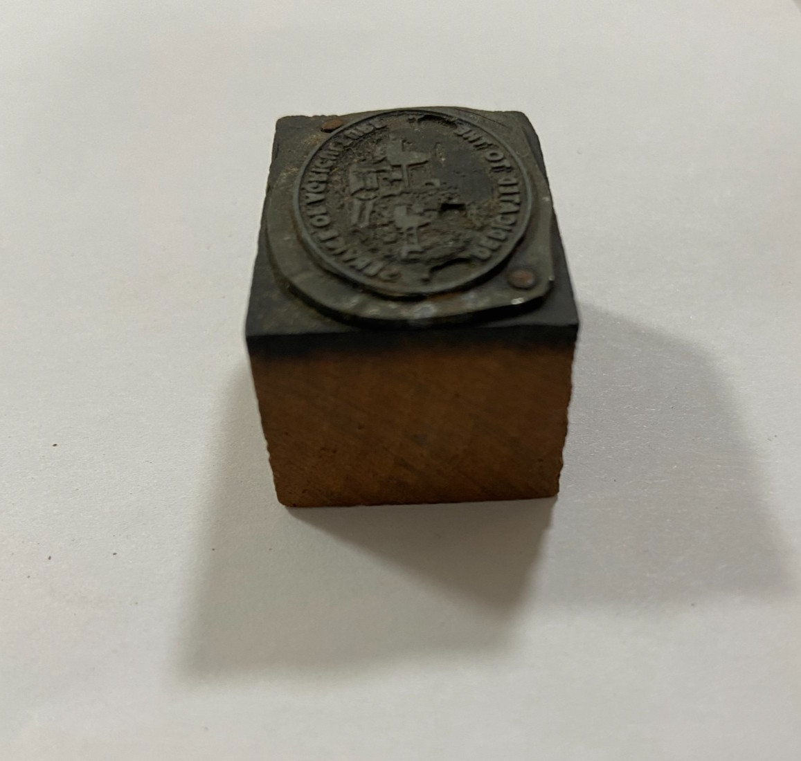 Vtg Printing Letterpress Printers Block Wood Metal DEDICATED SERVICE AGRICULTURE