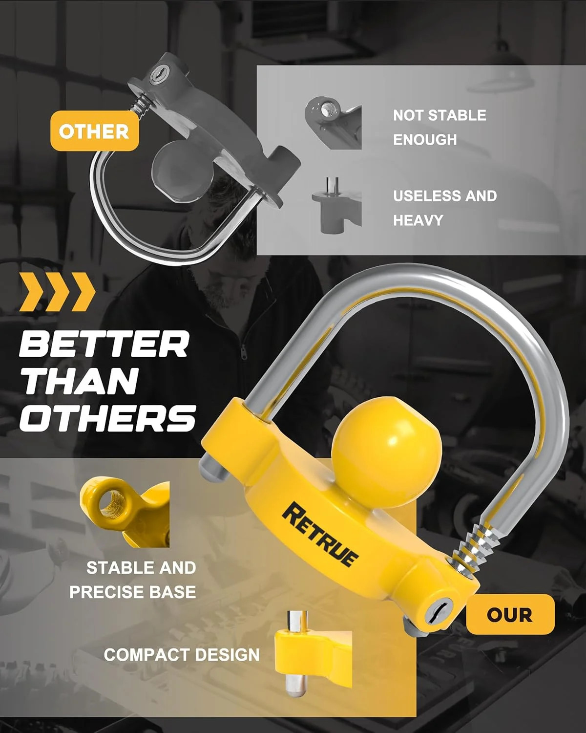 RETRUE Universal Coupler Lock Trailer Locks Ball Hitch Trailer Hitch Lock Adjust