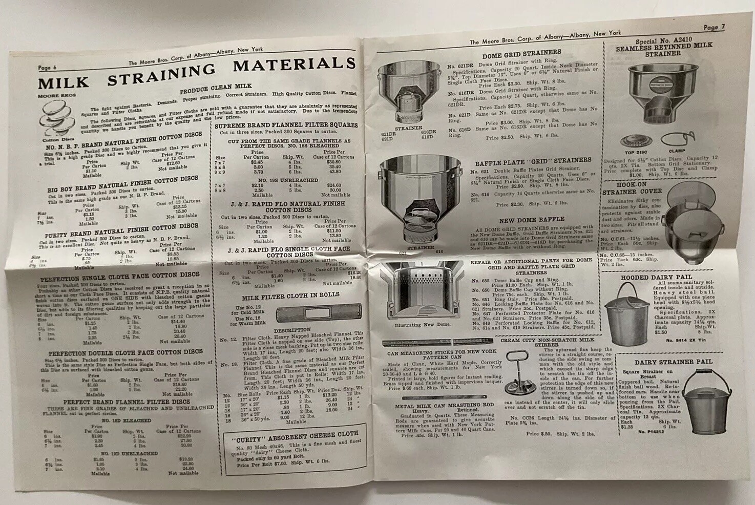 Vintage 1937-8 Dairy Supplies And Specialties Catalog Moore Bros. Albany NY