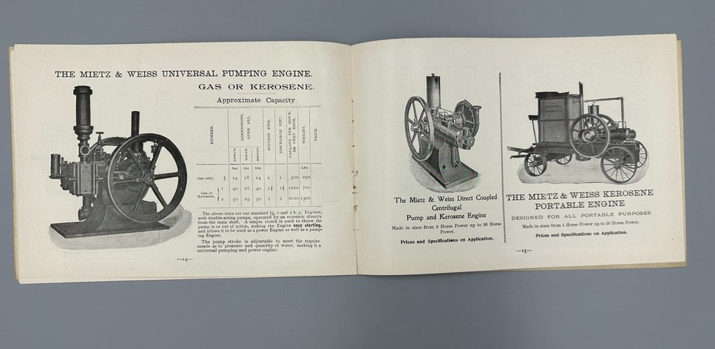 1901 MIETZ & WEISS Gas and Kerosene ENGINES CATALOG Antique Advertising