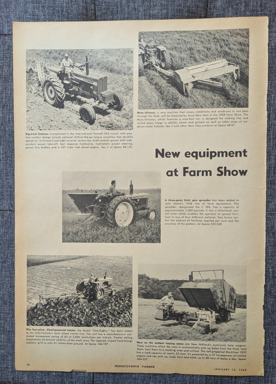 New Equipment 1968 Pennsylvania Farm Show Vintage Advertising