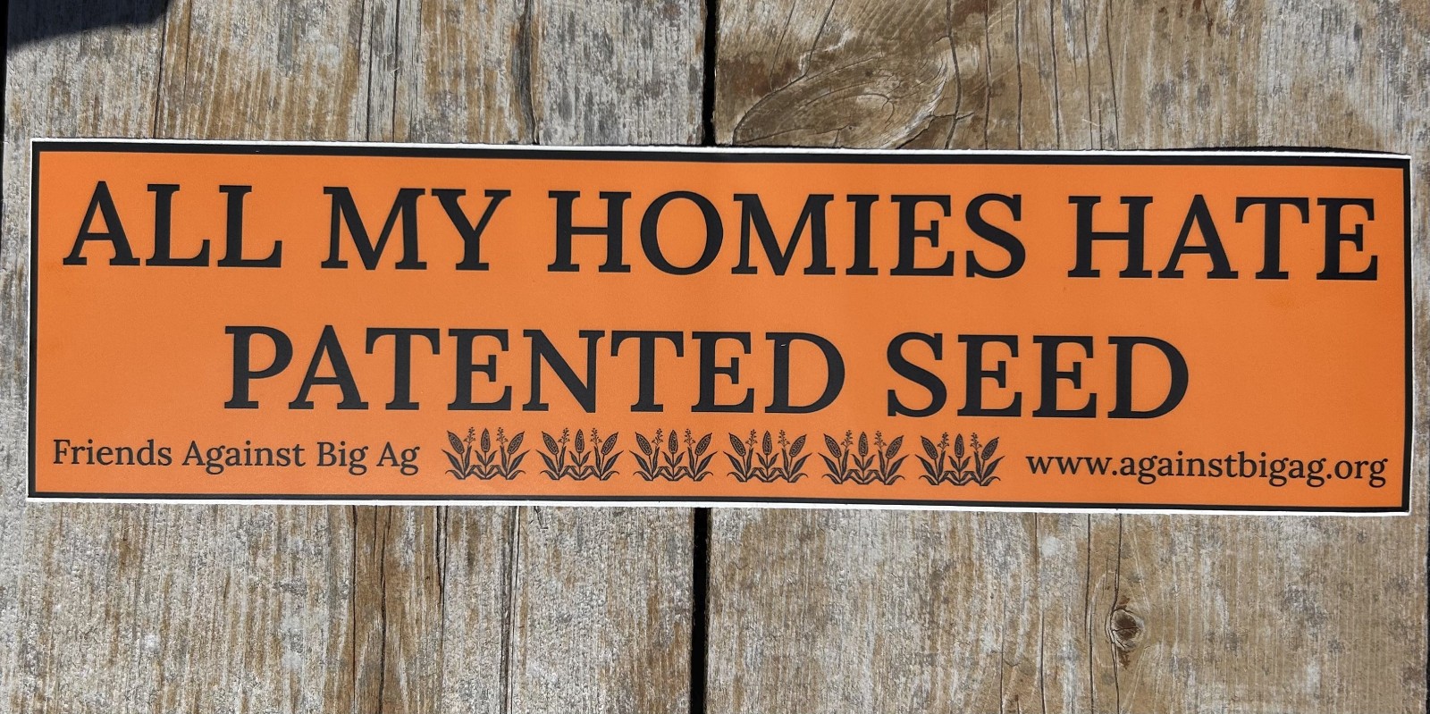 « All My Homies: Patented Seed », 11.5&Prime; x 3&Prime; Orange Vinyl Sticker