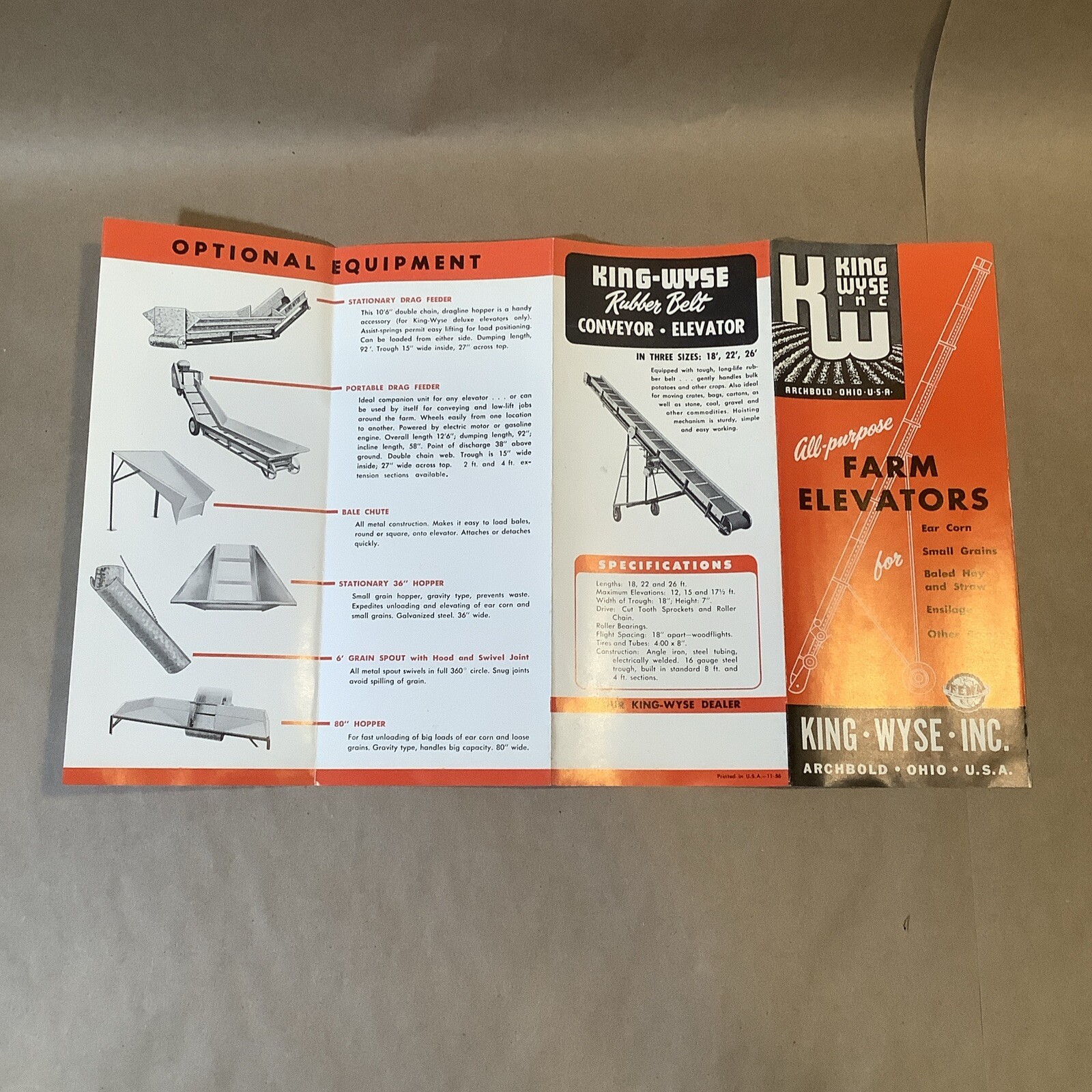 Vintage King Wyse Inc. Farm Elevators Advertising Pamphlet Archbold OH INV-AD14￼