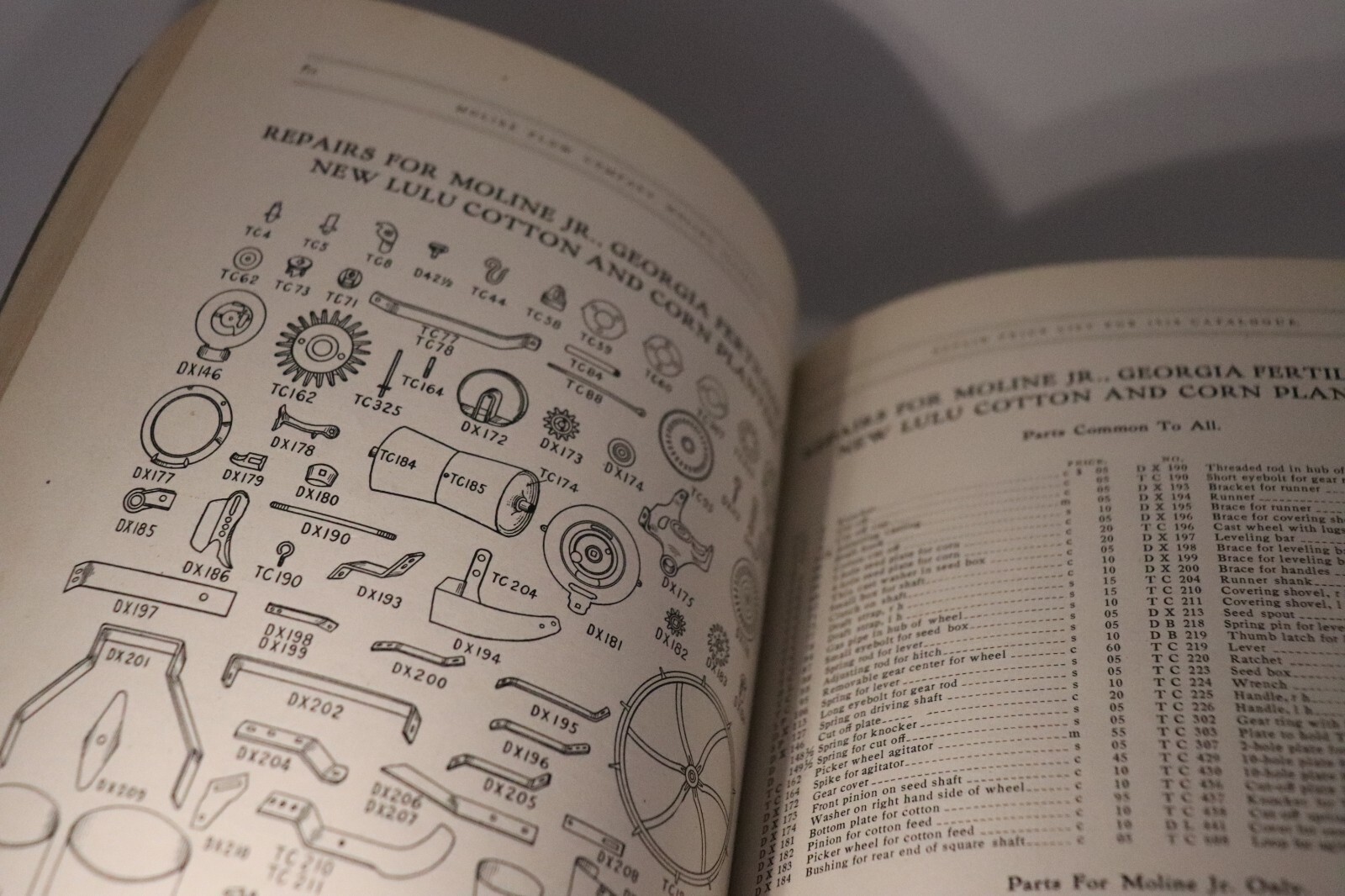Moline Plow Co. Illustrated Repair Price List for 1910 General Catalogue