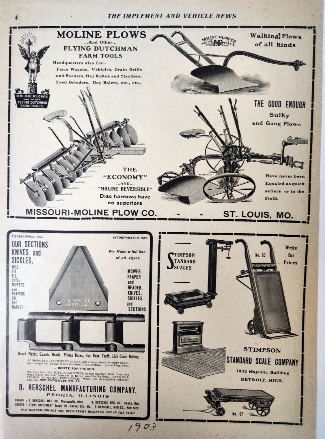 Avery Peoria Illinois Farm Farming Equipment Antique 1903 Magazine Print Ad