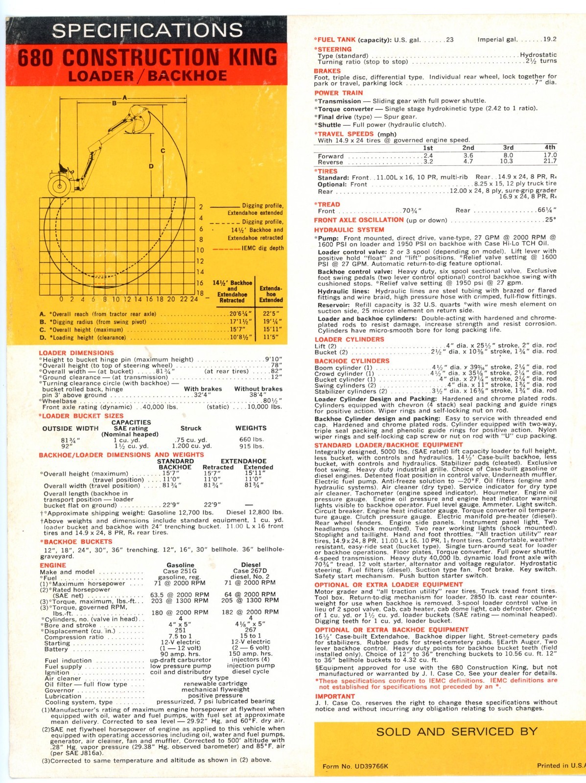Case 680 Construction King Loader/Backhoe 1966 sales brochure
