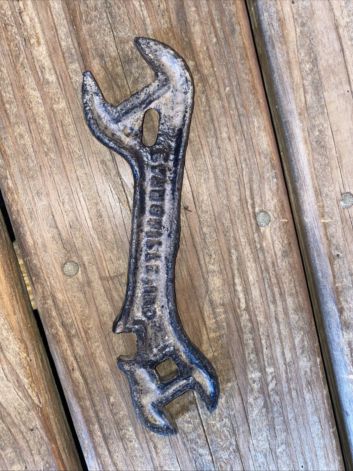 Antique VULCAN Plow Company Farm Implement Wrench,Evansville Ind. cast Iron