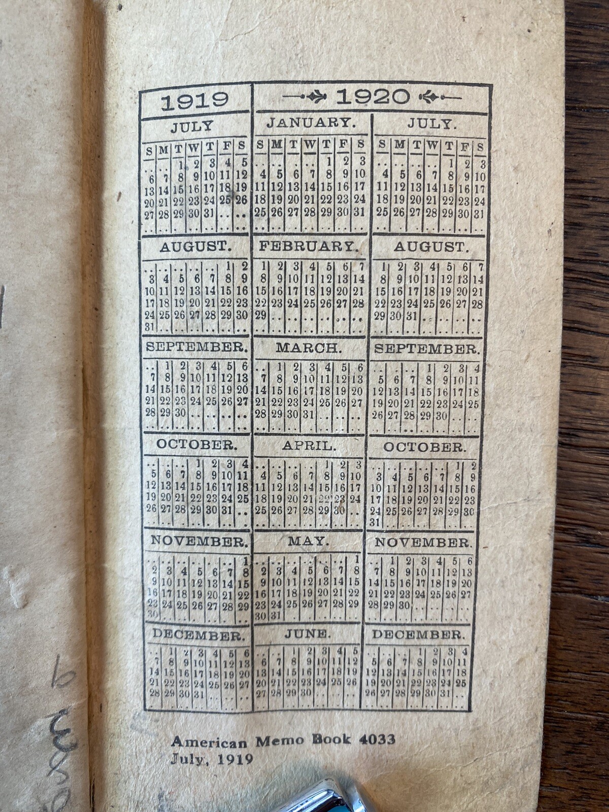 American Fence Memorandum Book American Steel & Wire Co Calendar July Used 1919