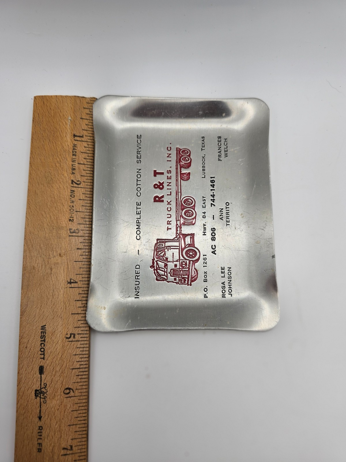Vintage R T Truck Lines Metal Advertising Tray Lubbock Texas Truck