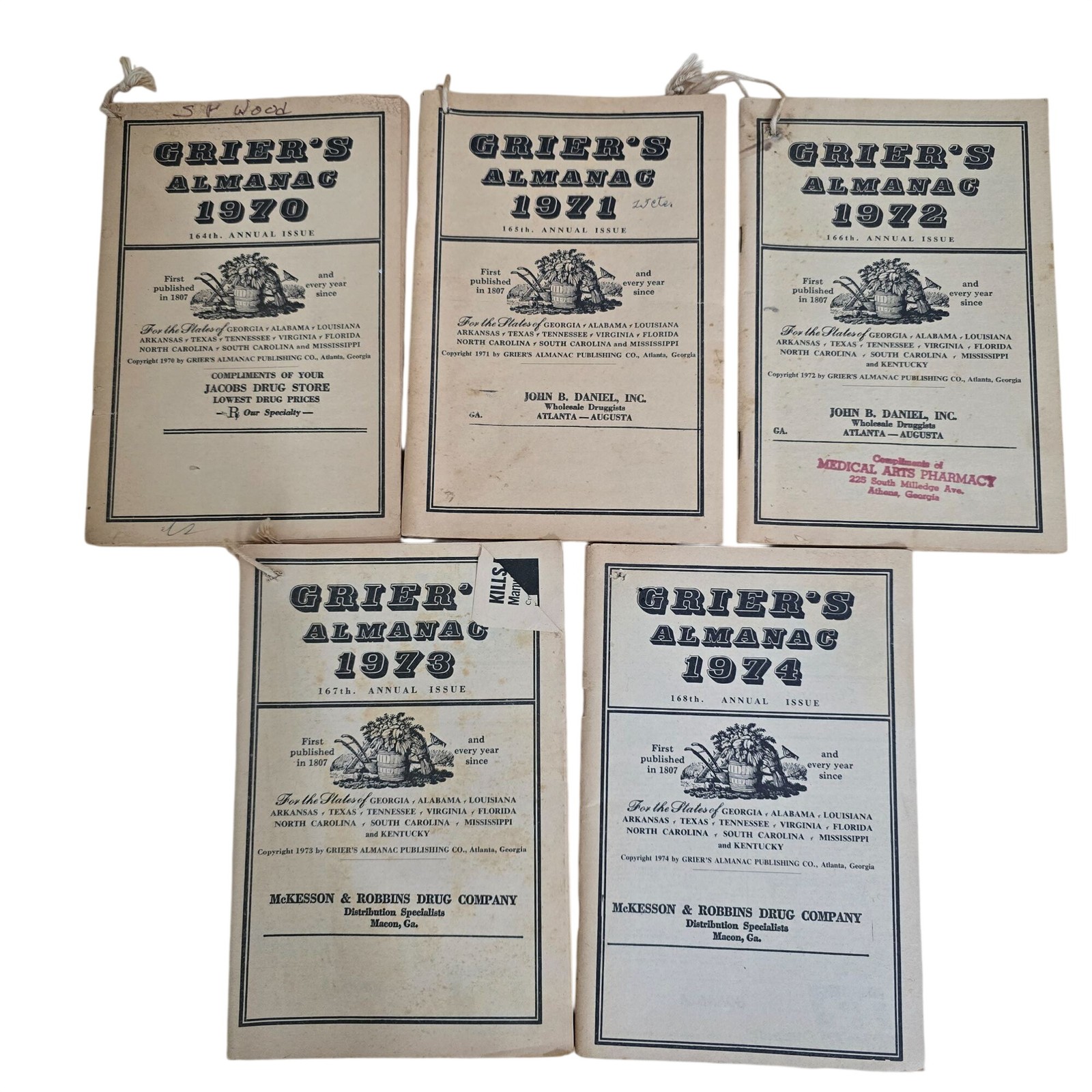 Vintage Grier’s Almanac Lot 1970 1971 1972 1973 1974 Ads Ephemera