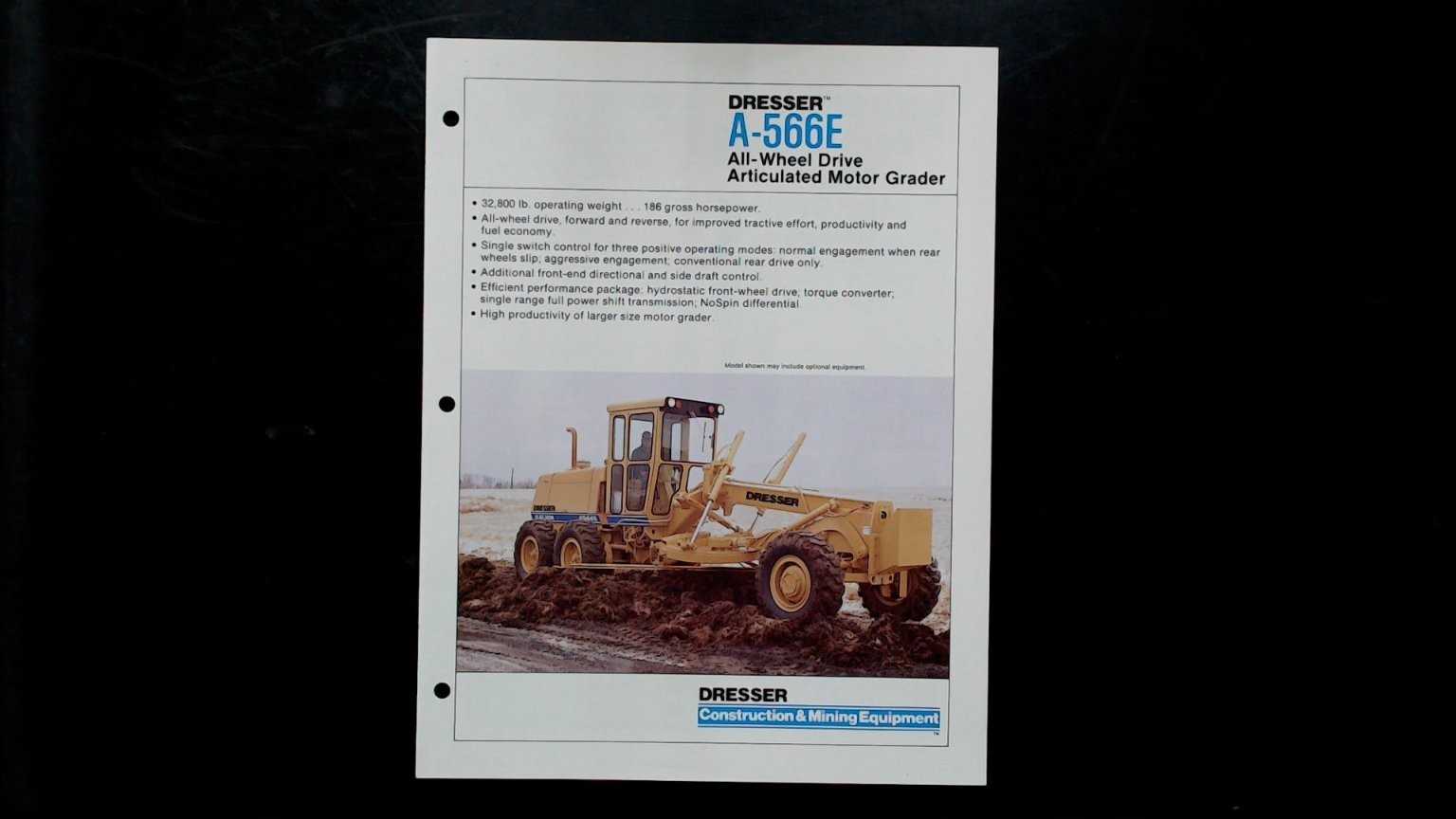 Dresser A-566E Articulated Motor Grader Brochure Vintage Agriculture