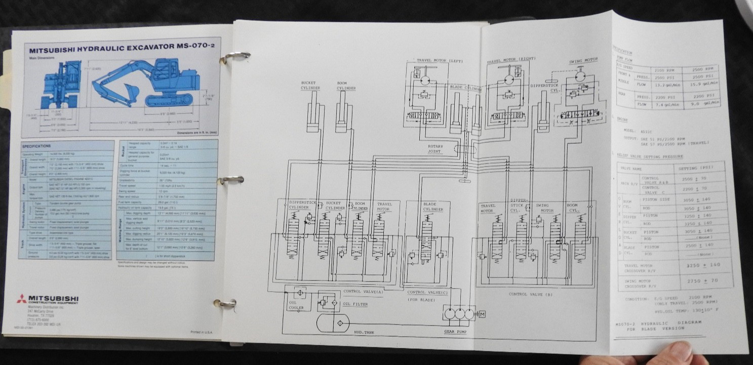 c.1980 Mitsubishi Excavator Sales Catalog Manual MS 070 120 180 230 280 380 580