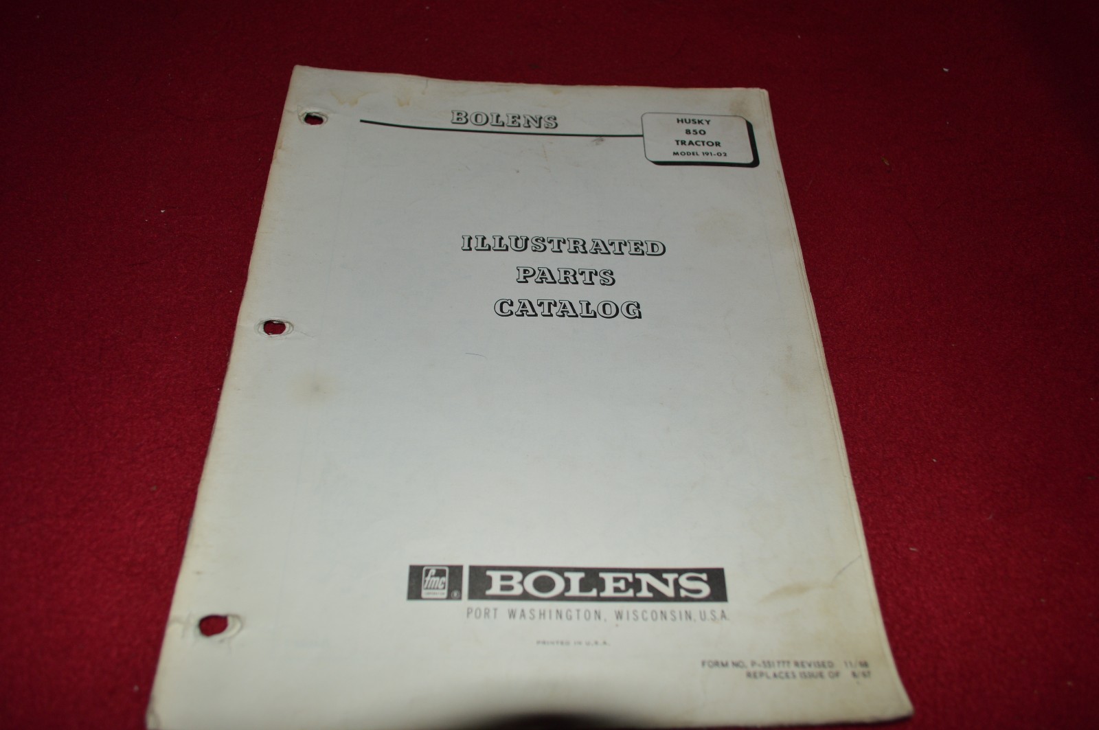Bolens Husky 853-01 853-02 Tractor Dealer&rsquo;s Parts Book Manual CHPA