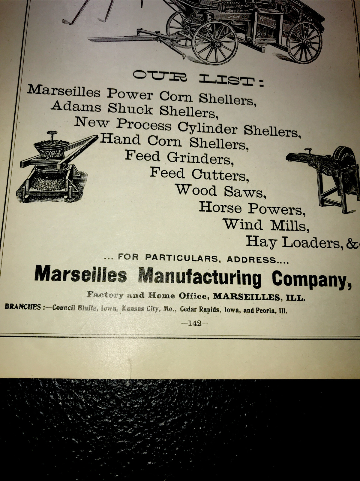 1898 Marseilles Farm Machinery Advertising – Canton – Illinois