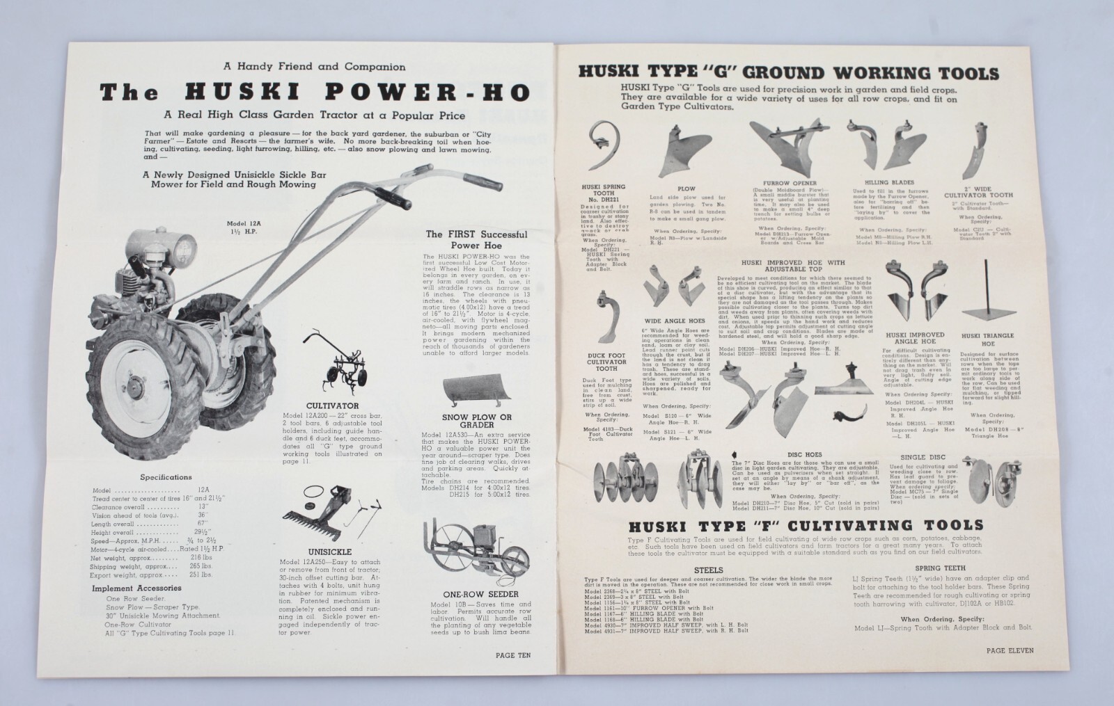 Vintage 1947 Bolens Huski Tractors Brochure Husky Port Washington Wisconsin