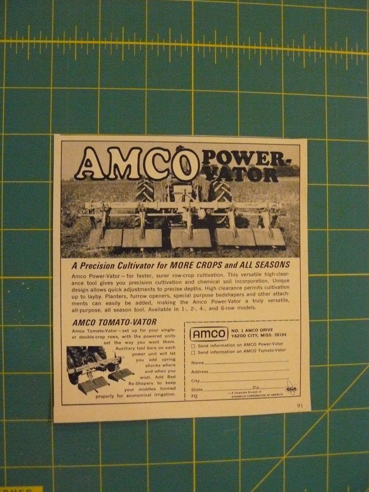 THE FARM QUARTERLY- WINTER 1969-70 -AD- AMCO CULTIVATOR – POWER-VATOR
