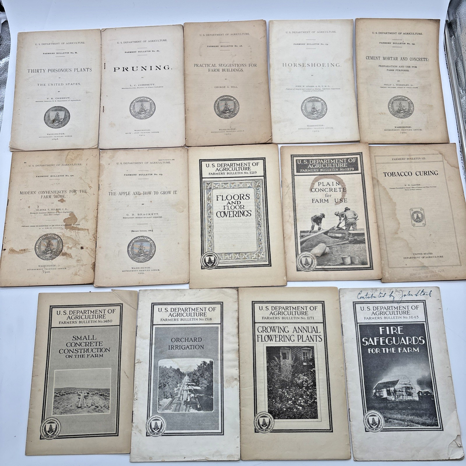 1898, 1900’s-1930&rsquo;S U.S DEPARTMENT OF AGRICULTURE FARMERS&rsquo; BULLETINS LOT OF 14