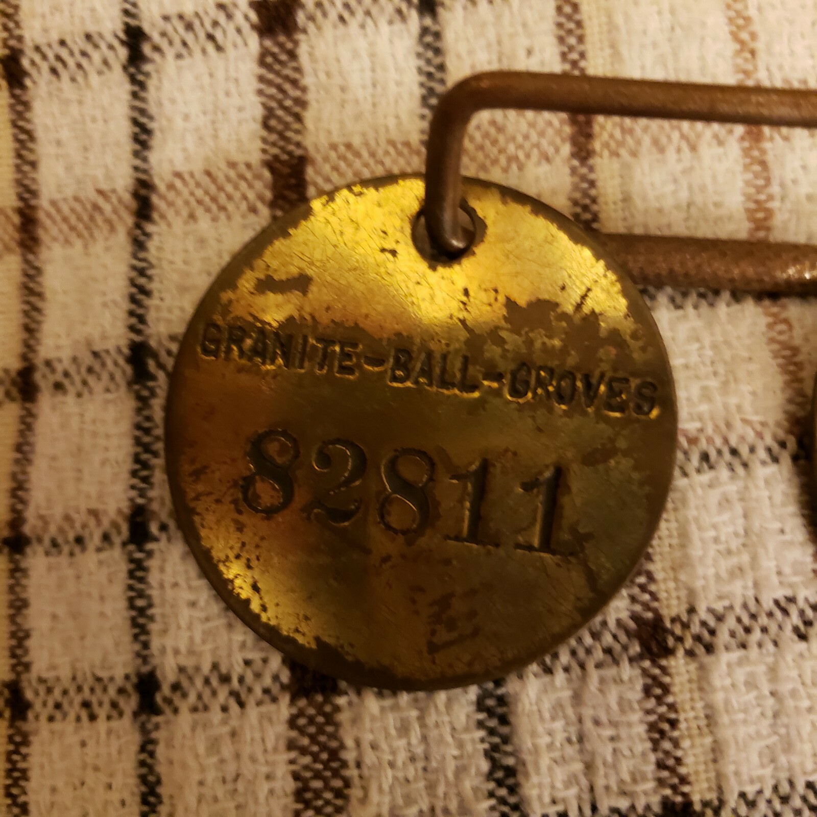Vintage Brass Grove Tags/round Plate- Granite Ball- Groves