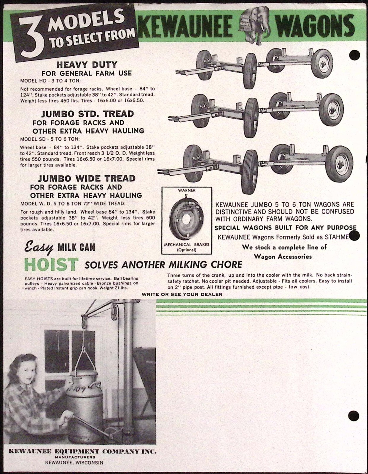 1952 Kewaunee Jumbo Wagons for Forage Trucks Kewaunee Equipment Co